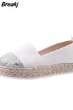 Espadrilles Women's Loafers for Women 2023 Slip On Shallow Weave Flat Shoes Platform Comfort Ladies Moccasins