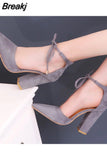 Women's High Heel Shoes Spring and Autumn Season Pointed Lacing Sexy Fashion Thick Heel Casual Large Women's Shoes