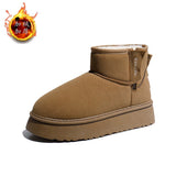 Breakj Bottom Snow Boots Women 2024 New Winter Add Velvet Versatile Warm Short Tube Casual Cotton Shoes Ankle Boots