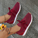 Breathable Mesh Flats Shoes Women 2024 Casual Lace Up Platform Sneakers Woman Non Slip Thick Soled Walking Shoes