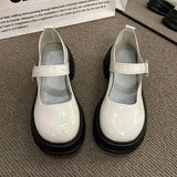 Womens Derby Shoes Autumn Female Footwear Clogs Platform Leather Fall Dress New Creepers Retro Basic Mary Janes Rubber PU Hoof