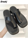 Soled Sandals Women's 2023 Summer New Set Toe Sandals Sen Women's Muffin Shoes Wear Casual Toe Clipped Women's