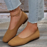 Breakj Size Fly Woven Single Shoes Female Spring Autumn New Square Head Low Heel Lazy Casual Mother