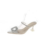 Summer New Style Pointed High Heel Fashion Wear Slippers Korean Version Of Rhinestone Pearl With Thin Heel