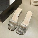 Breakj Rhinestone Slippers Female Summer Outside Wear 2024 New Fairy Wind Crystal Thick With Net Red Temperament High With Cool
