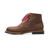 Men Chelsea Boots Winter Retro Cow Suede Tooling Boots Three-colour Flat Short Desert shoelac Boots Motorcycle Ankle