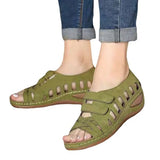 Breakj Large-Size Slope And Fish Mouth Sandals Women Hollow Magic Sticker Hole Shoes Women's Shoes