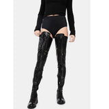 New Female Boots Platform Square Heel Zip Cross-tied 2023 Winter Comfy Woman Over The Knee High Boots Shoes Big Size