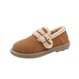 Cotton Shoes Women 2023 Winter New Casual Round Head Warm Flat Shoes One Foot Pedal Plus Velvet