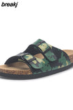 2023 New Summer Women Beach Cork Slippers Casual Double Buckle Clogs Slides Non-slip Outside
