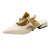 Pumps Women Shoes New Summer Slippers Women Casual Comfort PU Leather Low-heel Sandals Butterfly-knot Thick Heel