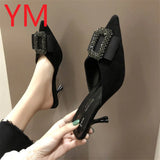 3Colour Shallow Women Pumps Summer Wedding Shoes Stiletto High Pointed Toe With Crystal Heel Sandals Ladies Sandalia