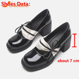 High Heels Mary Jean Pumps Shoes 2023 Fashion Spring Summer French Style Vintage Elegant Bowknot Pumps Comfy Walking