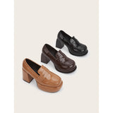 Korean Version Of Mary Jane Women's Shoes With Round Head Thick And Retro Happy Women's Shoes