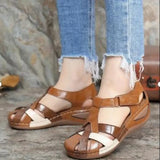 2023 Women's Sandal Line Light Soft Sole Plus Size Cross Buckle Round Toe Wedge Comfortable