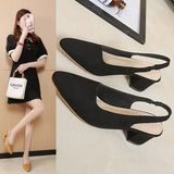 Breakj Spring And Summer New Sharp High-Heeled Shoes Women Coarse Heel Head Sandals Behind The Empty Light Single