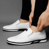 Men's Loafers Casual Leather Shoes Genuine Leather Breathable Solid Color Brand Flats Moccasins Driving Shoes Zapatos Hombre