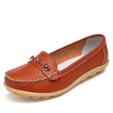 Women's Genuine Leather Shoes Ladies Basic Loafers Non-Slip Soft Sole Casual Flats Comfortable Shallow Mother's