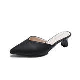 White Elegant Office Shoes Women Temperament High Heels 5CM Slip on Sandals Slip-on Comfortable Ladies White Women