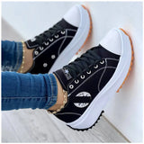 Breakj New Shoes Children's Spring And Autumn Canvas Shoes Breathable High Help Casual Women's Shoes Thick Soles Lace Height