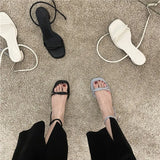 Summer New Narrow Band Women Sandal Shoes Fashion Thick Heel Ladies Elegant Open Toe Sandalias Ankle Strap Dress