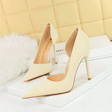 Breakj Korean Version Of Fashion Simple Pedicure Show Thin Heel Ultra High Heel Shallow Mouth Tip Side Hollow Out Single Shoes Women's High