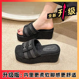 Breakj Slope And Slippers Women Wear 2025 New Thick-Soled Leisure Beach Women's Shoes Buckle Cool Drag