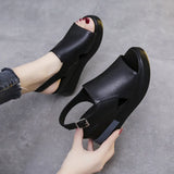 Breakj Sandals Women 2025 New Summer Korean Version Of Leisure After-A-Air Buckle With Thick Bottom Slope And High Heel