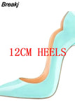 Curl Upper Women Patent Pointed Toe Stiletto High Heels Sexy Ladies Party Dress Shoes Club Dance Pumps Plus