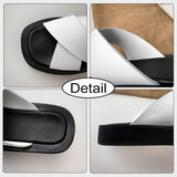 Size 34-40 Women Slippers Real Leather Chunky Heels Platform Shoes For Women Summer Sandals Real Leather Home