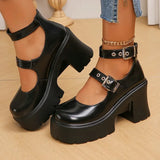 White Y2K High Heels Pumps Women 2024 Spring Chunky Platform Mary Jane Shoes Woman Plus Size Thick Heel Gothic Shoes