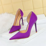 Breakj Korean Version Of Fashion Simple Pedicure Show Thin Heel Ultra High Heel Shallow Mouth Tip Side Hollow Out Single Shoes Women's High