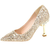 Gold Silver Sequins Women Pumps 2023 Luxury Crystal High Heel Party Wedding Shoes Woman Elegant Pointed Toe Pumps