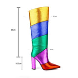 Heels Women's High Boots Novelty Fashion Pointed Toe High Heels Luxury Female Shoes Mixed Colors Slip-on Botas De