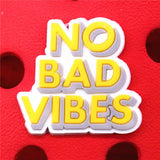 1pcs Love Peace Shoe Charms No Bad Vibes Boyfriend Shoes Accessories Decoration Fit Croc Jibz Party Kids Gifts