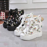 Print Leisure Wedges Women's Shoes 2023 Summer Shoes Women Sandals Platform Shoelaces High Heels Casual Shoes