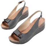 Breakj Summer New Retro Anti-Slip Slope Heel Women's Shoes Out Soft-Soled Ladies Sandals Sandals