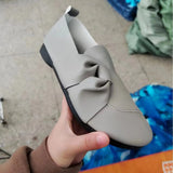 Breakj Single Shoes Small Leather Shoes Beef Tendon Bottom Bean Shoes Round Head Flat Shoes Women Mother Shoes Size
