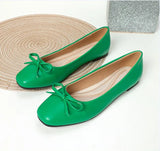 Big Size Bowtie flat shoes woman round toe crystal glitter slip on loafers soft bottom bow ballet flats ladies OL