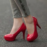 Pumps Fashion Classic Patent Leather High Heels Shoes Nude Sharp Head Paltform Wedding Women Dress Shoes Plus Size