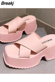 High Heels Women's Slippers2023 Summer Hot Fashion Open Toe Sandal Simply Causal Leather Sandal Slippers Outdoor