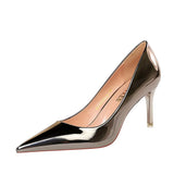 Breakj Fashion Sexy Metal With High Heel Shallow Pointed Nightclub Show Thin High Heels Women's Shoes Single