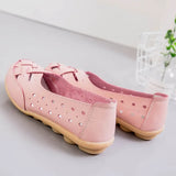 Flat Shoes Casual Shoes Leather Rubber Lofers Ladies Non-slip Cut Out Breathable Summer Women's Moccasins Plus