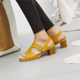 Summer Sandals Women Shoes Buckle Thick High Heels Party Shoes Fashion Open Toe Sandals Lady Yellow 2020 Plus Size