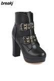 Autumn And Winter new style Rivets Buckle boots Fashion High heels Women's Short boots boots female women