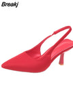 Summer New Women's Sandals Closed Toe Green Single Shoes With Thin Heel Mid-heeled Fashion Hollow Pointed Toe Women