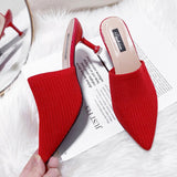 Breakj Spring And Summer New Sharp-Headed Slippers Women's High-Hees And Fashion Flying Woven Outside Wearing Cold
