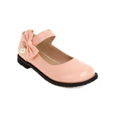 Fashion Pearl Bow Hook Loop Flat Heel Black Cosplay Lolita Mary Jane Shoes for Women Round Toe Ankle Strap Platform School