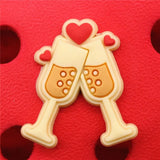 1 pcs Pink Girl Shoe Charms Rose Love Letter Pull Hook Ring Shoes Accessories Decoration Fit Croc Jibz Kids