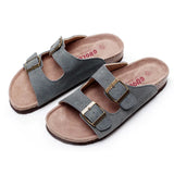 Men's Faux Suede Leather Mule Clogs Slippers Soft Cork Two Buckle Slides Footwear For Men Women Unisex